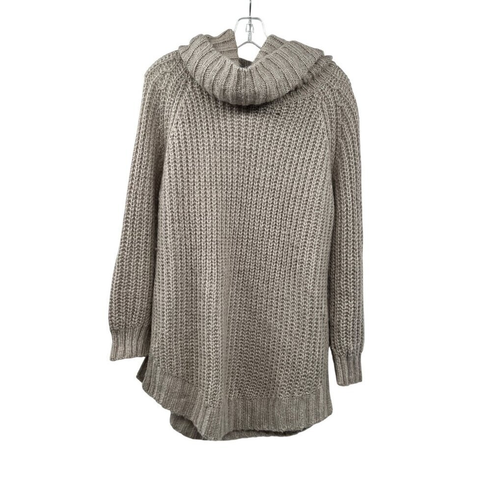 Dreamers Womens Open Knit Sweater Cowl Neck Long Sleeve Beige Size Medium